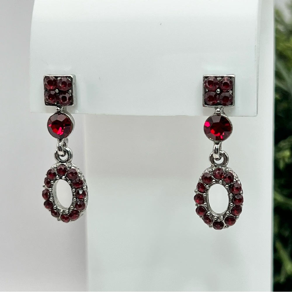 RED RHINESTONE DANGLE EARRINGS